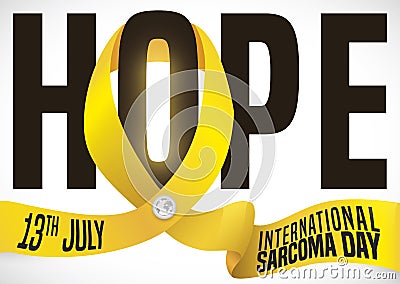 Yellow Ribbon as Symbol of Hope during International Sarcoma Day, Vector Illustration Vector Illustration