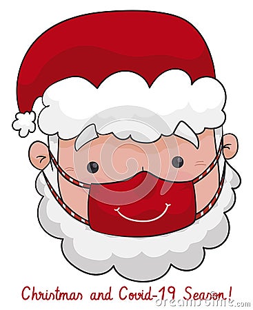 Cute Santa wearing a Half Mask Decorated with a Smile, Vector Illustration Vector Illustration