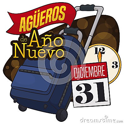 Suitcase ready for Travel Omen on New Year, Vector Illustration Vector Illustration