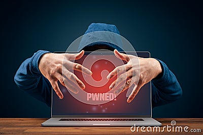 Pwned computer usurp hacker Stock Photo