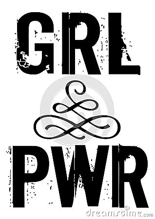 PWR GRL power girl vector phrase Lettering for design. Vector Illustration