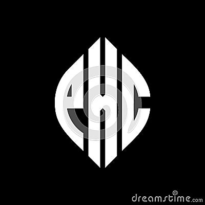 PXC circle letter logo design with circle and ellipse shape. PXC ellipse letters with typographic style. The three initials form a Vector Illustration