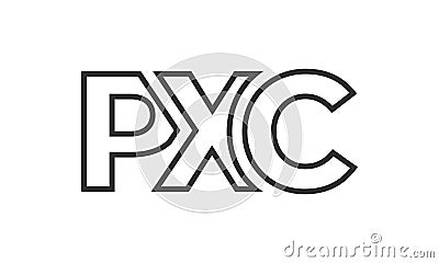 PXC logo design template with strong and modern bold text. Initial based vector logotype featuring simple and minimal typography. Vector Illustration
