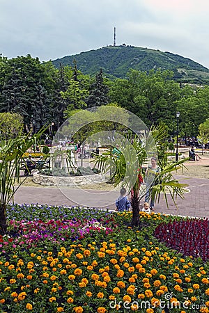 Park `Flower-garden` in Pyatigorsk. Editorial Stock Photo
