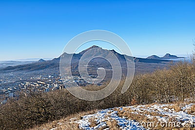 Scenic view of the Beshtau Mount from Mashuk Mount Stock Photo