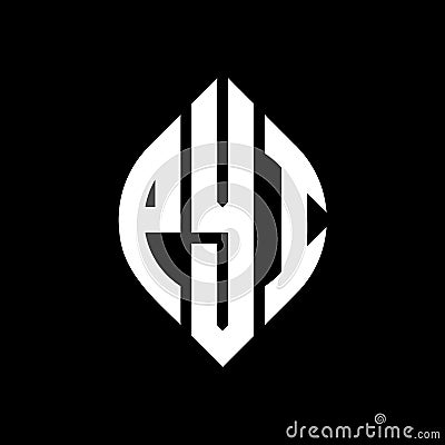PYI circle letter logo design with circle and ellipse shape. PYI ellipse letters with typographic style. The three initials form a Vector Illustration