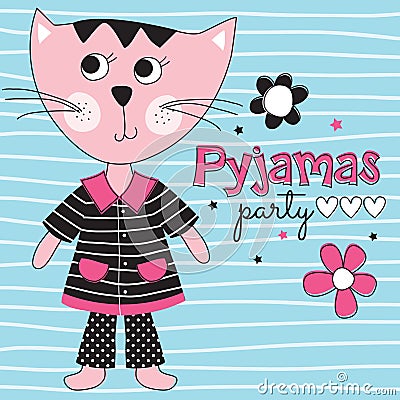 Pyjamas cat vector illustration Vector Illustration