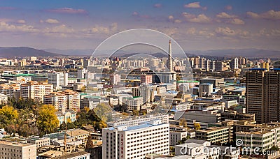 Cityscape view of Pyongyang, capital of North Korea Editorial Stock Photo