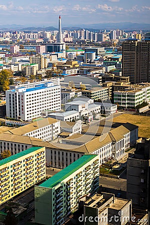 Cityscape view of Pyongyang, capital of North Korea Editorial Stock Photo