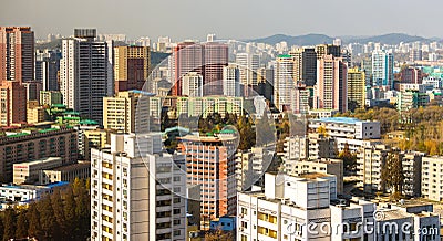 Cityscape view of Pyongyang, capital of North Korea Editorial Stock Photo