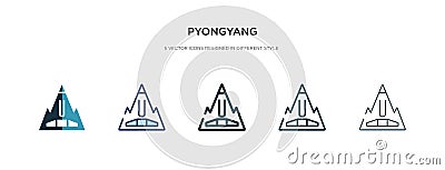 Pyongyang icon in different style vector illustration. two colored and black pyongyang vector icons designed in filled, outline, Vector Illustration