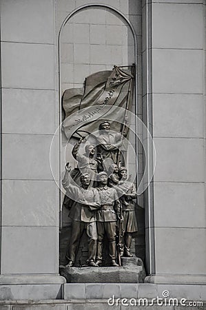 Pyongyang, North-Korea, 09/08/2018: Communist style war memorial form the anti-japanese war Editorial Stock Photo