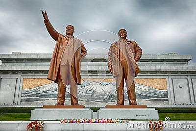 PYONGYANG,NORTH KOREA-OCTOBER 13,2017: Monument to Kim Il Sung Editorial Stock Photo