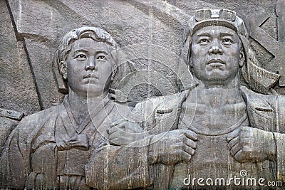 Pyongyang, North Korea, Workers` Party monument Editorial Stock Photo