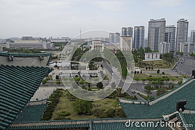 Pyongyang from the roof of Grand Peoples Study House Editorial Stock Photo
