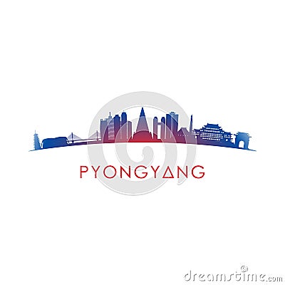 Pyongyang skyline silhouette. Vector Illustration