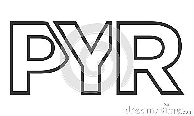PYR logo design template with strong and modern bold text. Initial based vector logotype featuring simple and minimal typography. Vector Illustration