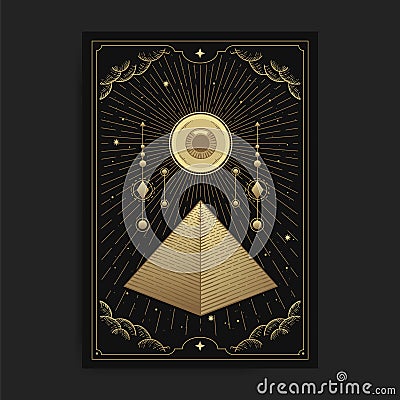 Pyramid and all seeing eye Vector Illustration