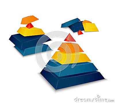 Pyramid assembled and disassembled Vector Illustration