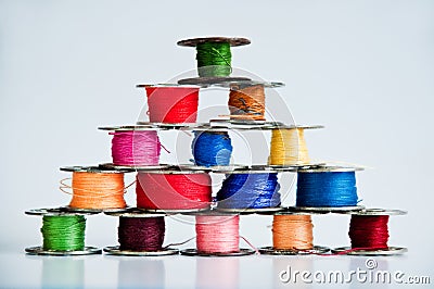 Pyramid of Bobbin case Stock Photo