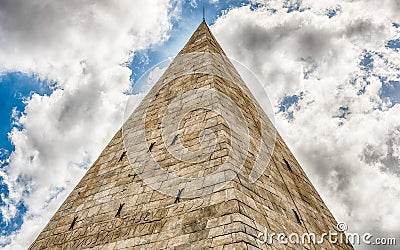 Pyramid of Cestius, iconic landmark in Rome, Italy Stock Photo