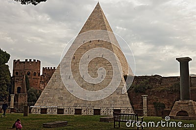 The pyramid of Cestius in Rome Editorial Stock Photo