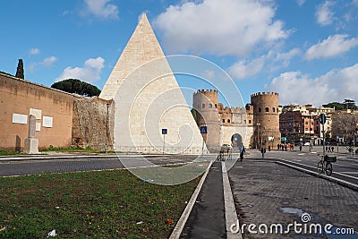 Pyramid of Cestius in Rome, Italy Editorial Stock Photo