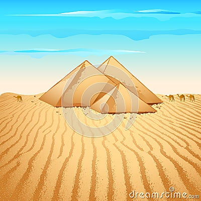 Pyramid in Desert Vector Illustration