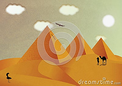 Pyramid in egypt creative illustration , nice sand and desert Stock Photo