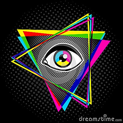 Pyramid and eye Vector Illustration