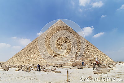 The Pyramid of Khafre or of Chephren, is the second-tallest and second-largest of the Ancient Egyptian Pyramids of Giza and the Editorial Stock Photo