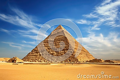 pyramid of Khafre in Giza, Cairo, Egypt, The Great Pyramid of Khafre or Pyramid of Khafre in Giza, Egypt, AI Generated Stock Photo