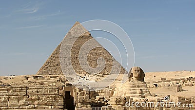 Pyramid of Khafre and the Great Sphinx of Giza Stock Photo