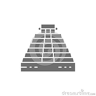 Pyramid of Kukulkan at Chichen Itza, Mexico, landmark grey icon. Vector Illustration