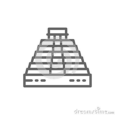 Pyramid of Kukulkan at Chichen Itza, Mexico, landmark line icon. Vector Illustration