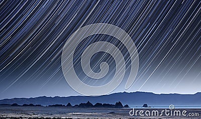 Pyramid Lake Star Trails Stock Photo