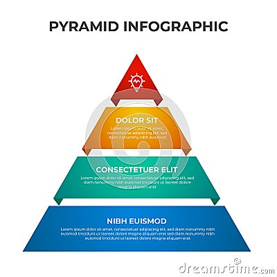 Pyramid list infographic element template with 3 point, bullet, triangle shape Stock Photo