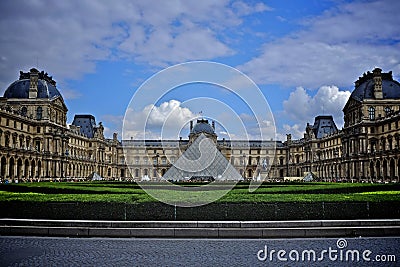 Pyramid and louvre museum Editorial Stock Photo