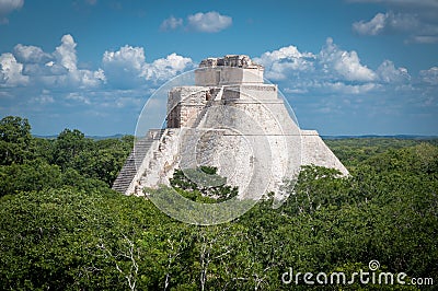 Pyramid of the Magician, Uxmal Maya ruins, Mexico Stock Photo