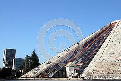 The Pyramid with modern buildings in the background in Tirana, Albania Editorial Stock Photo