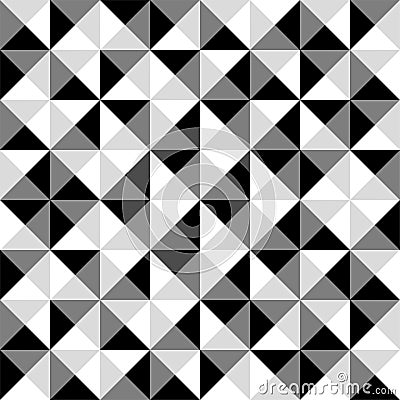 Pyramid Seamless Black and White Tile Pattern - Count the Squares Vector Illustration