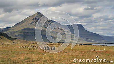 Pyramid-shaped mountain Stock Photo