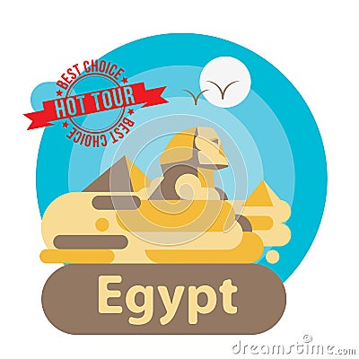 Pyramid and Sphinx The symbols of Cairo. Welcome to Egypt concept. Vector Illustration