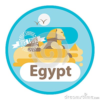 Pyramid and Sphinx The symbols of Cairo. Welcome to Egypt concept. Vector Illustration
