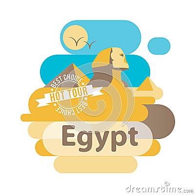Pyramid and Sphinx The symbols of Cairo. Welcome to Egypt concept. Vector Illustration