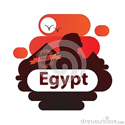 Pyramid and Sphinx The symbols of Cairo. Welcome to Egypt concept. Vector Illustration