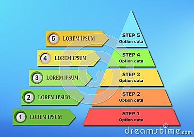 Pyramid Step Infographic Business Template Cartoon Illustration