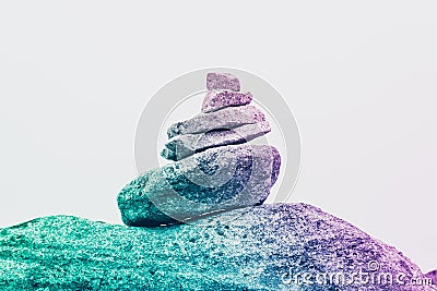 A pyramid of surreal stones, the concept of tranquility, creativity and uniqueness Stock Photo