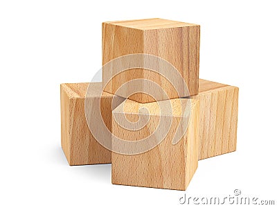 Pyramid of wooden cubes for you design. Education game Cartoon Illustration