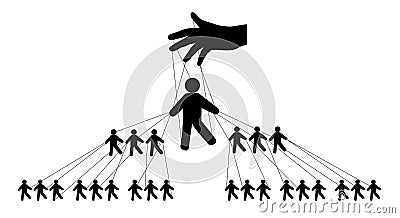 Pyramidal management of people, silhouette vector. Vector Illustration